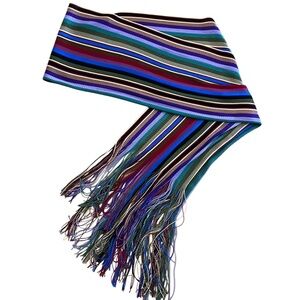 VINTAGE UNISEX MULTICOLORED BOHEMIAN STYLE FRINGED SCARF LIGHTWEIGHT